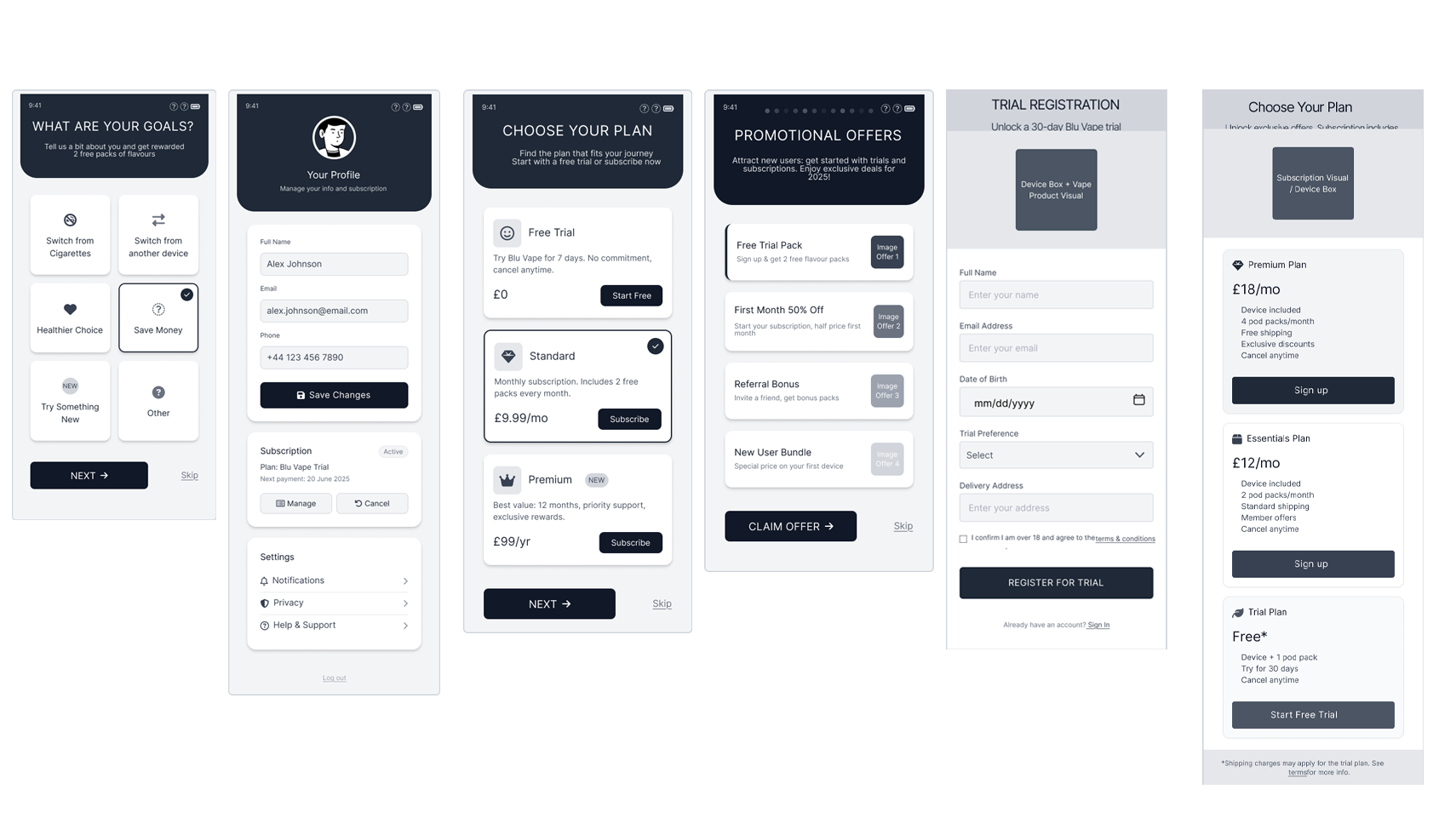 Mid-fidelity wireframes